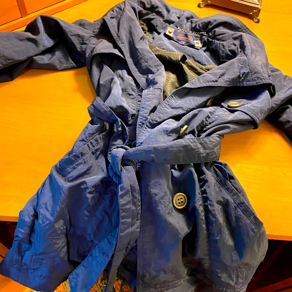 Seven Brand navy blue trench